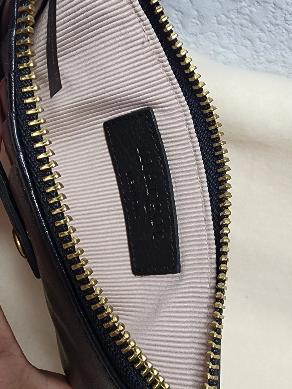 Margot Black Leather Wristlet Card & Zip Holder with Strap